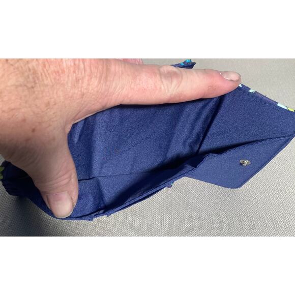 Vera Bradley Wristlet Wallet Katalina Blues Floral Navy Blue Green 6 X 4 Snap - Picture 6 of 7